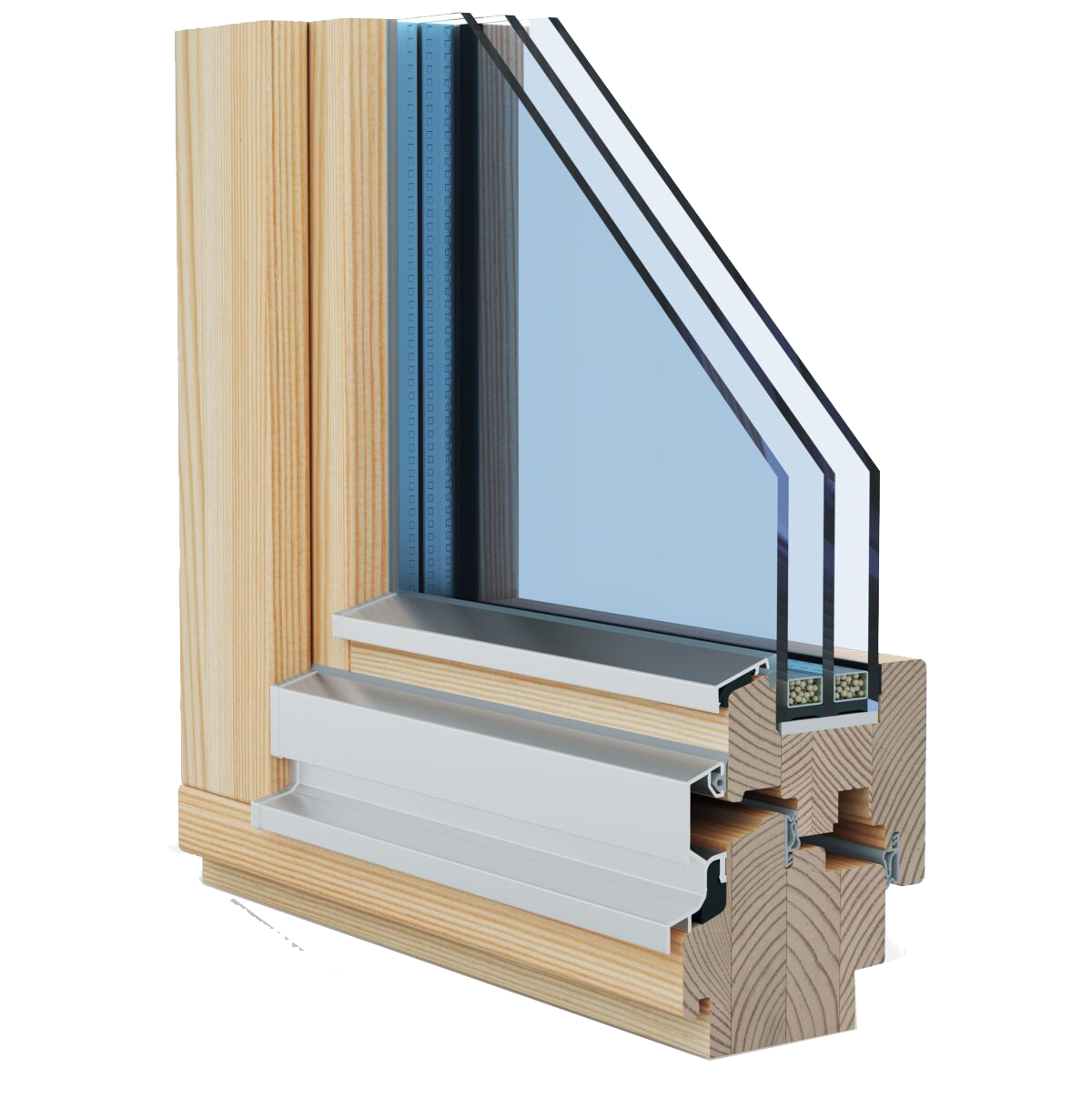 Smart-linE Holzfenster Profil 78 mm – Querschnitt Außenseite