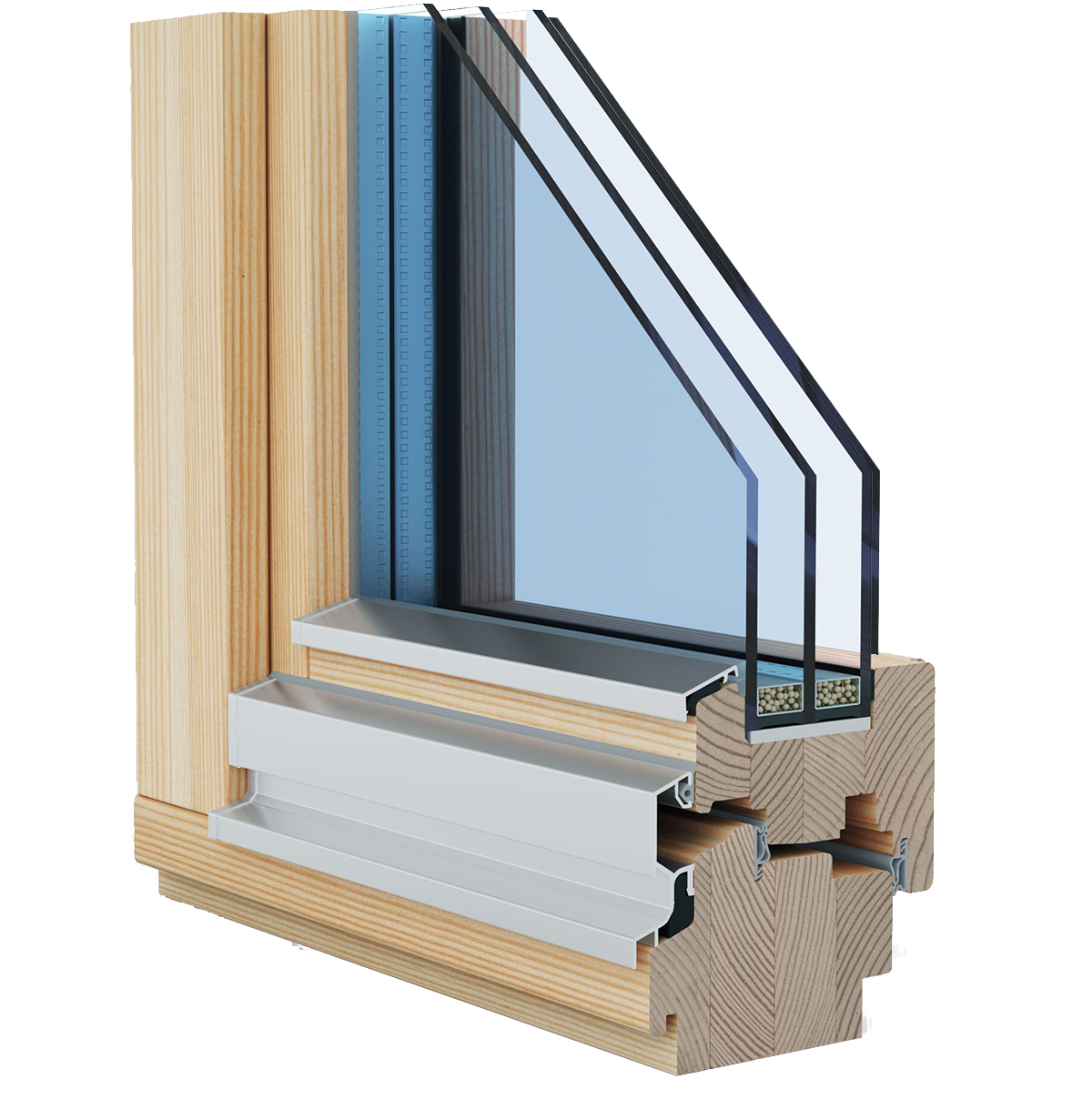 Smart-linE Holzfenster Profil 92 mm – Querschnitt Außenseite, Uw bis 0,77 W/m²K
